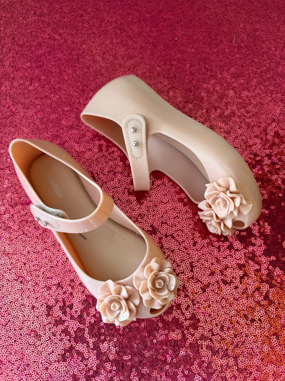 🩰Mini Melissa Floral Peep Toe Mary Jane Toddler Girls Jelly Shoes Size 12